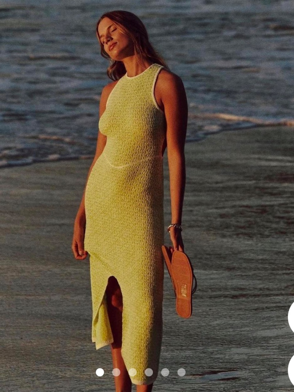 Free People Lime Green Knit Cutout Maxi Dress